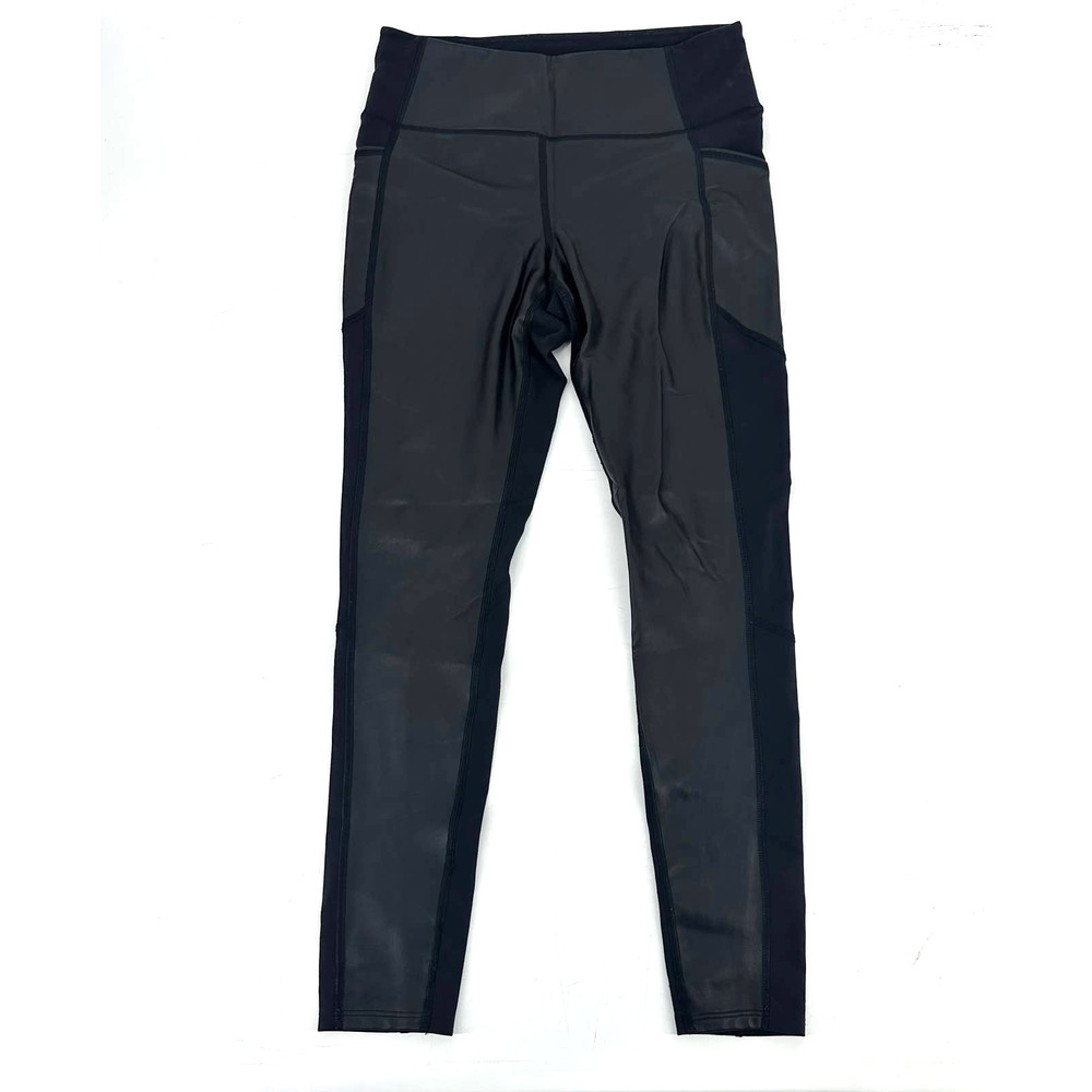 Athleta leggings size medium black faux leather front mid rise
